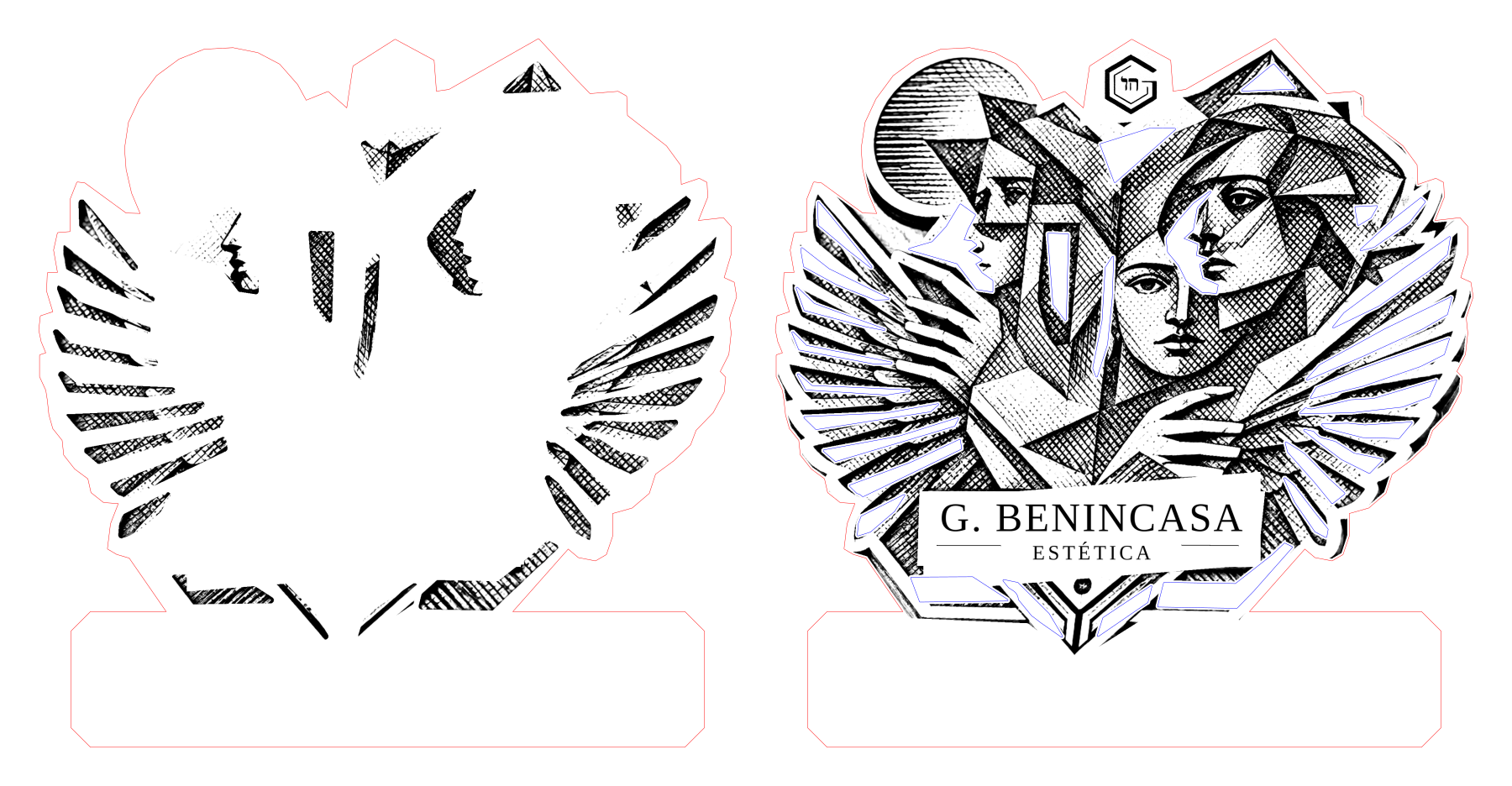 Peace / Wings: two separate blank components with the dedicated lower personalization panel; these form one personalized magnet.